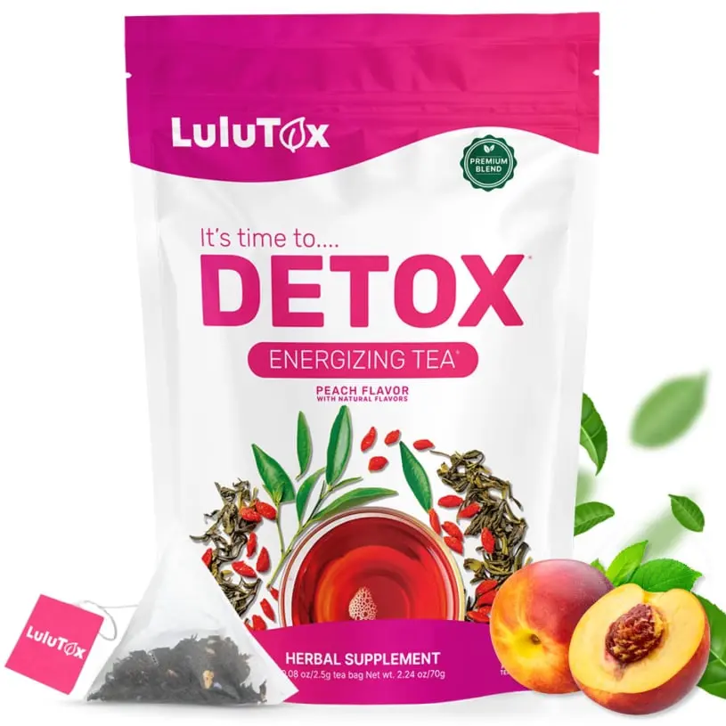 Lulutox Detox Tea Peach-Flavored Natural Tea Blend